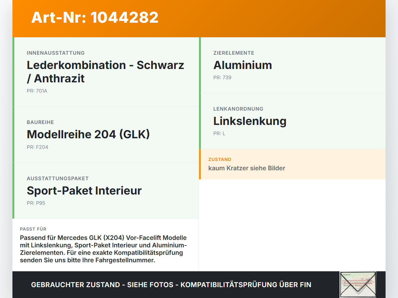 Mercedes X204 08-12 Blende für Armaturenbrett Abdeckung Mercedes X204 08-12 04.12.2009 A2049190174 92369236 gebraucht Vorschau 3