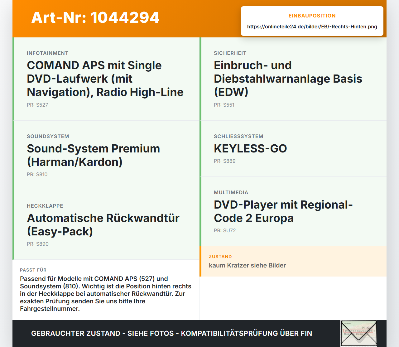 Mercedes X204 08-12 Antennenverstärker Weiche Antenne Hinten für Heckklappe Rechts Mercedes X204 08-12 04.12.2009... Vorschau 3
