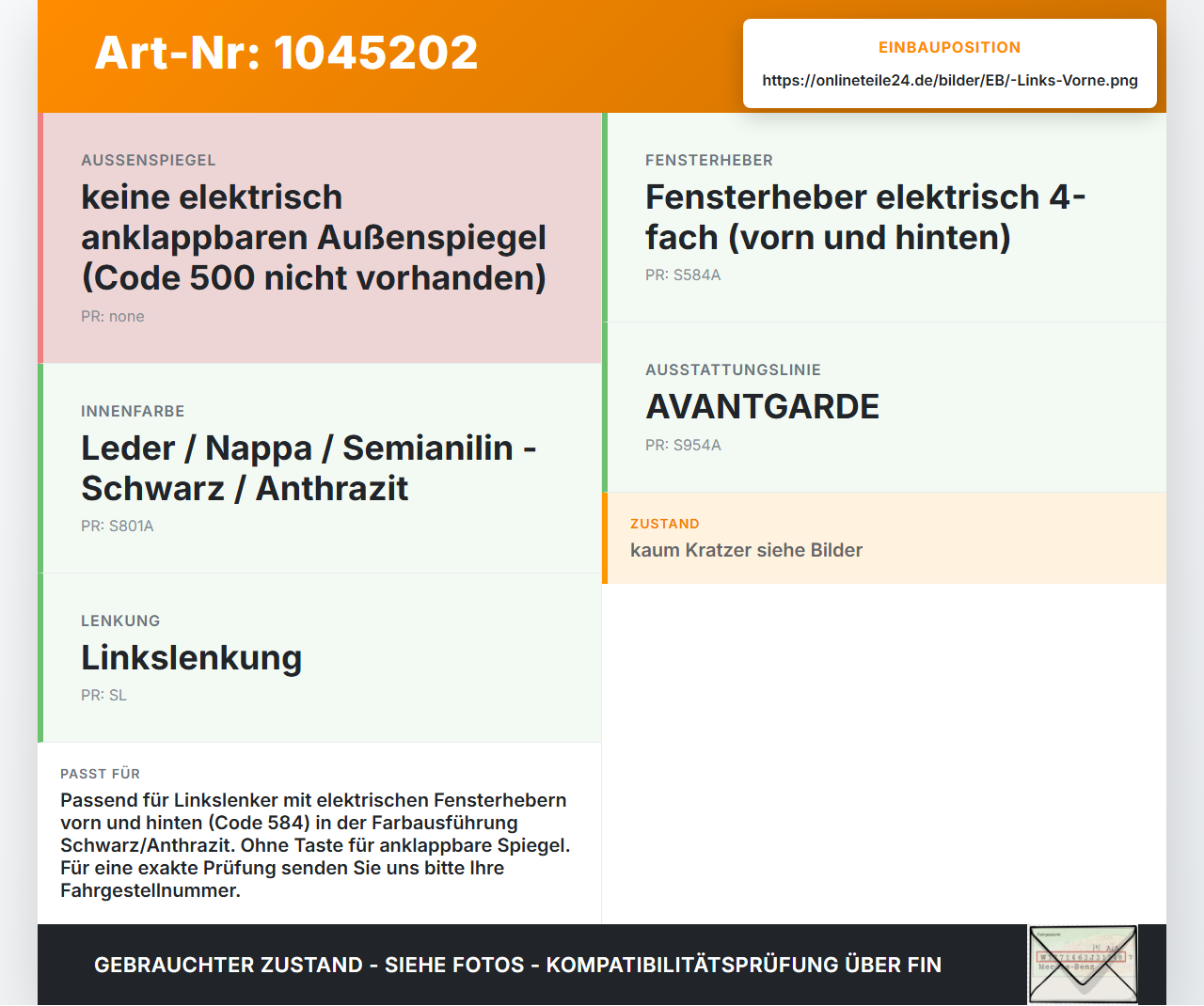 Mercedes A200 W169 04-08 KombiLim Fensterheberschalter Schalter Fahrer Links Vorne Mercedes A200 W169 04-08... Vorschau 3