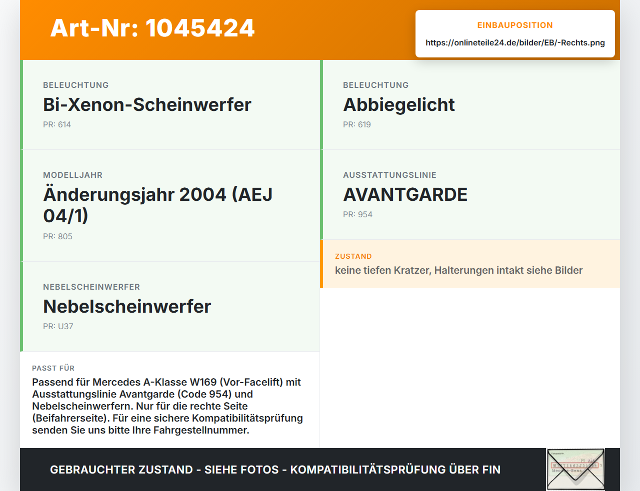 Mercedes A200 W169 04-08 Blende für Nebelscheinwerfer Stoßstange Rechts Mercedes A200 W169 04-08 12.08.2005... Vorschau 3