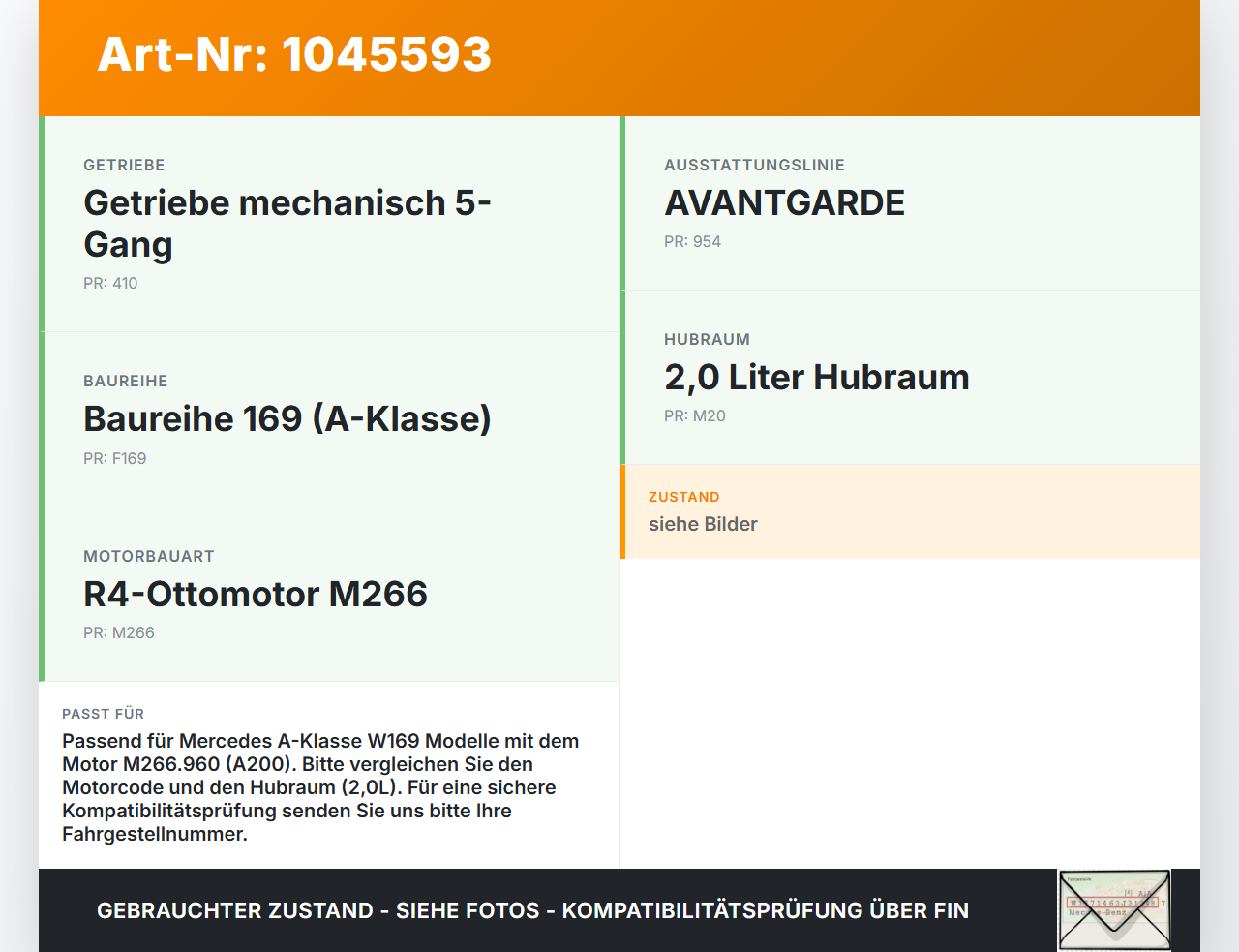 Mercedes A200 W169 04-08 2,1 85KW 266960 Ölmessstab Peilstab Öl Stab Mercedes A200 W169 04-08 12.08.2005... Vorschau 3