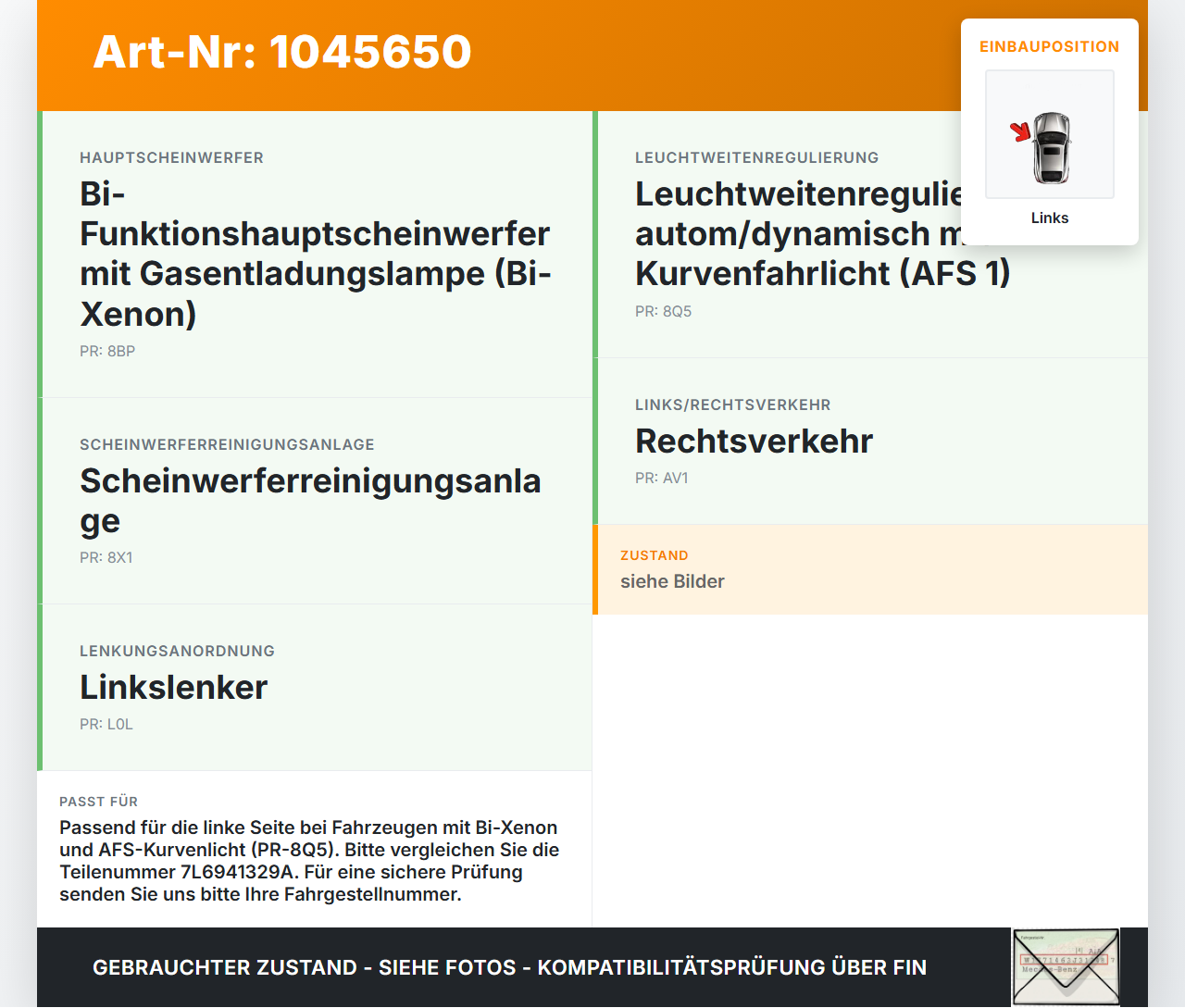 Audi A5 8F Cabrio 09-12 AFS Kurvenlicht Vorschaltgerät Links Audi A5 8F Cabrio 09-12 25.08.2011 7L6941329A... Vorschau 3