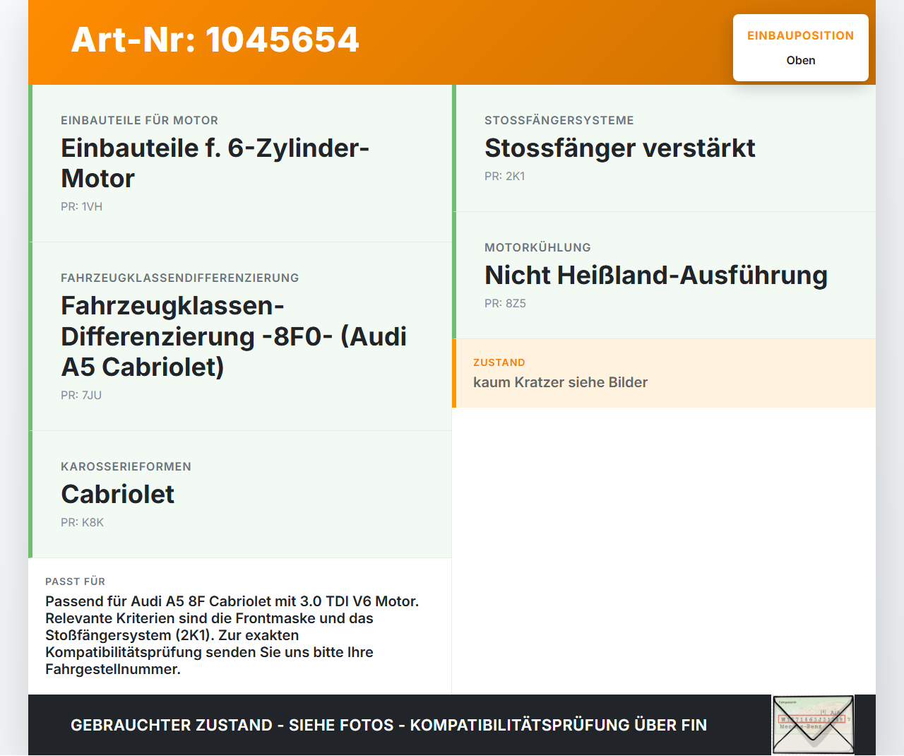 Audi A5 8F Cabrio 09-12 Wasserabweiser Wasserleitblech Blende Verkleidung für Frontmaske Oben Audi A5 8F Cabrio... Vorschau 3