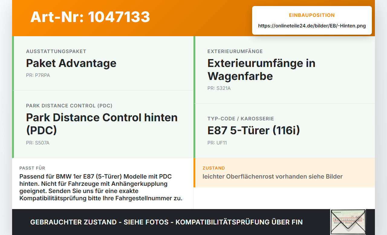 BMW E87 1er 116i 04-07 Stoßstangenträger Stoßfängerträger Träger Querträger Hinten BMW E87 1er 116i 04-07... Vorschau 3