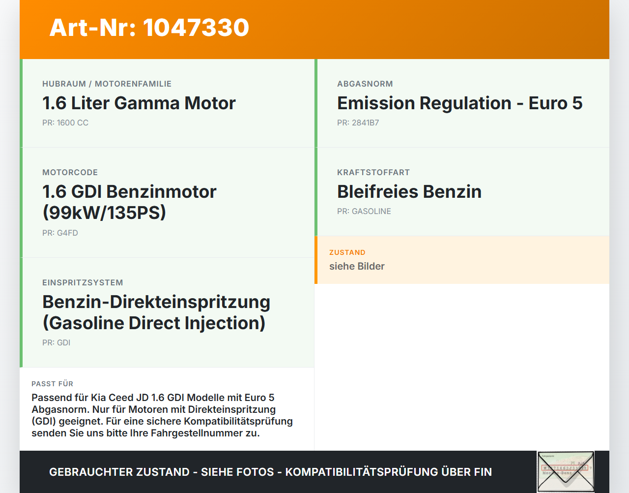 Kia Ceed JD 12-15 GDI 1,6 99KW Einspritzpumpe Hochdruckpumpe Benzinpumpe Kia Ceed JD 12-15 28.03.2013 353202B130... Vorschau 3