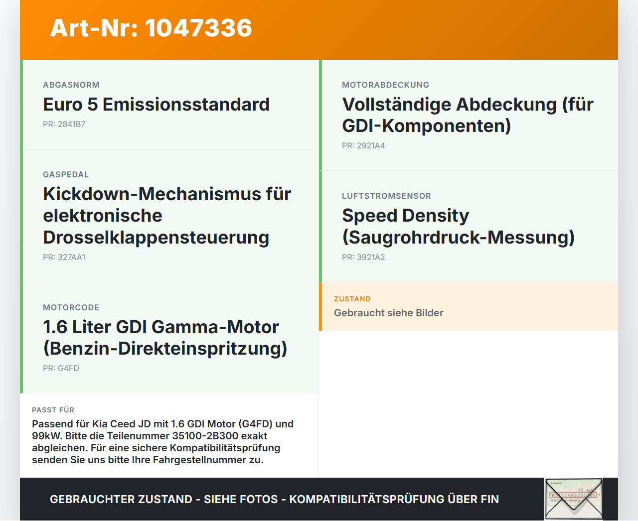 Kia Ceed JD 12-15 GDI 1,6 99KW G4FD Drosselklappe Kia Ceed JD 12-15 28.03.2013 351002B300 35100-2B300 gebraucht Vorschau 3