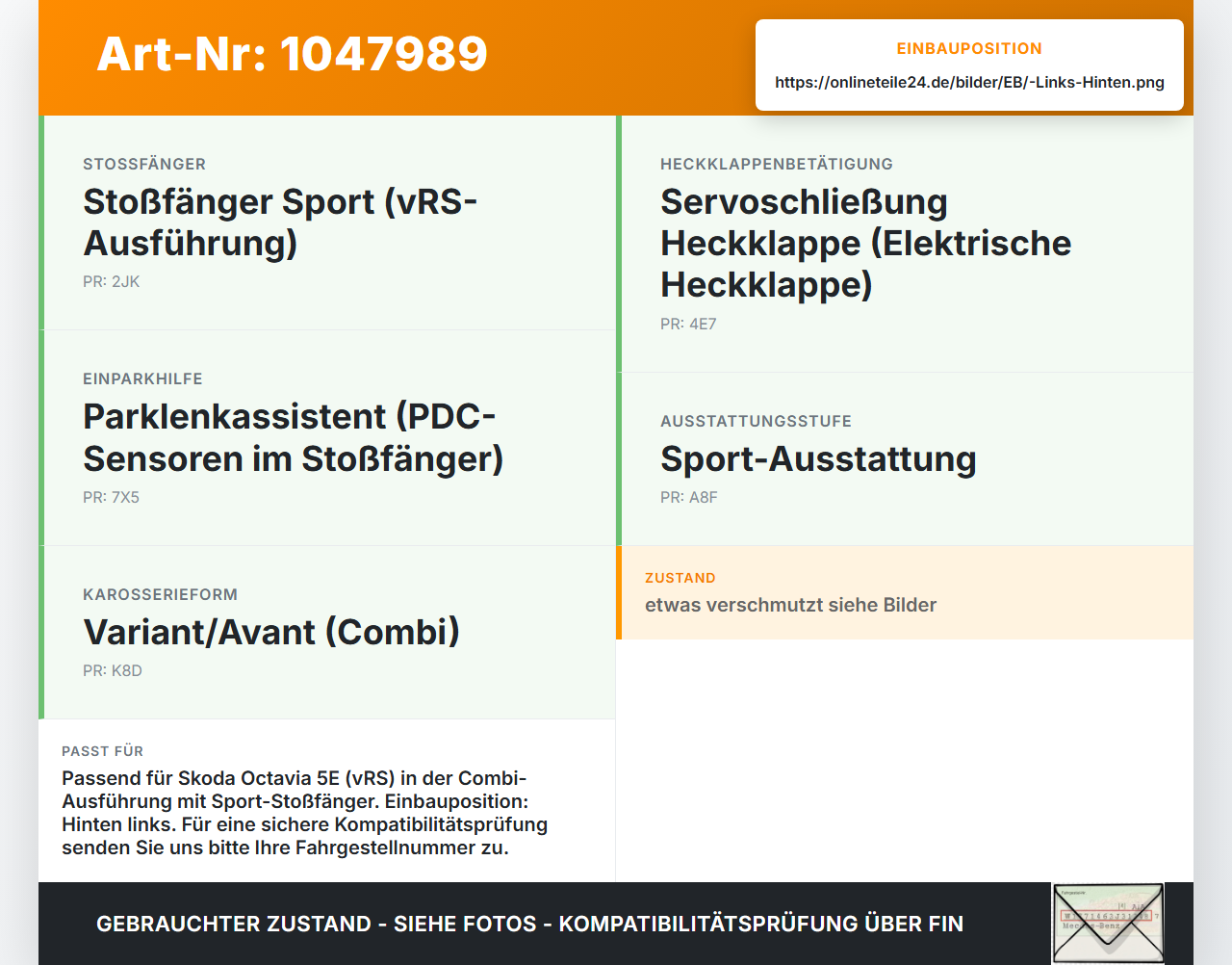 Skoda Octavia VRS III 5E 12-16 Kombi Halter Träger Aufnahme Führung für Stoßstange Links Hinten Skoda Octavia VRS... Vorschau 3