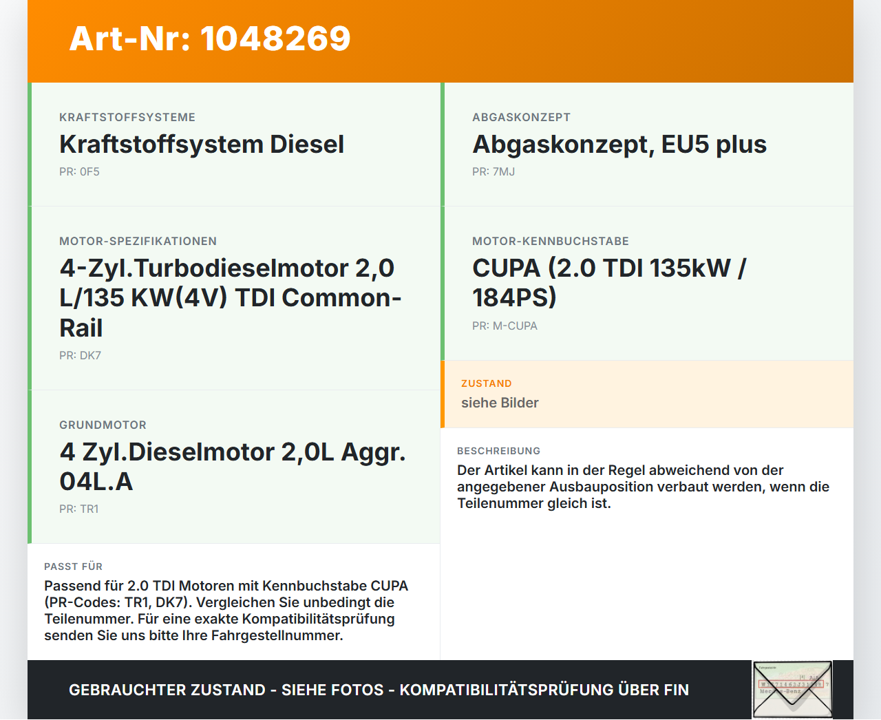 Skoda Octavia VRS III 5E 12-16 TDI 2,0 110KW Einspritzdüse Einspritzventil Zyl.2 Skoda Octavia VRS III 5E 12-16... Vorschau 3