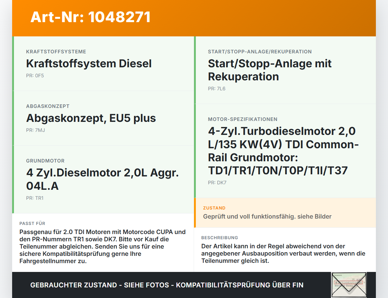 Skoda Octavia VRS III 5E 12-16 TDI 2,0 110KW Einspritzdüse Einspritzventil Zyl.4 Skoda Octavia VRS III 5E 12-16... Vorschau 3