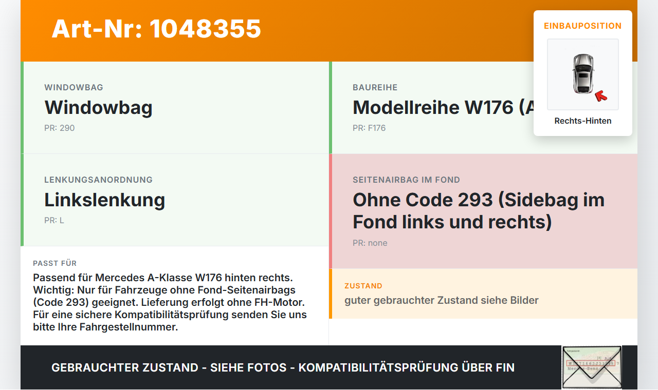 Mercedes W176 A200 12-15 Lim Fensterheber o. FH-Motor Hinten Rechts Mercedes W176 A200 12-15 05.11.2012 A1767300279... Vorschau 3