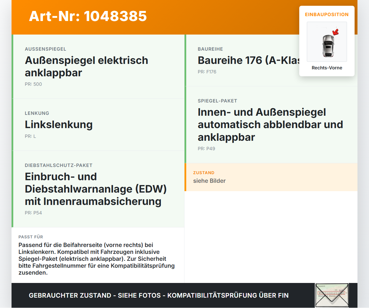 Mercedes W176 A200 12-15 Lim Fensterhebermotor Rechts Vorne Mercedes W176 A200 12-15 05.11.2012 A2469065200... Vorschau 3