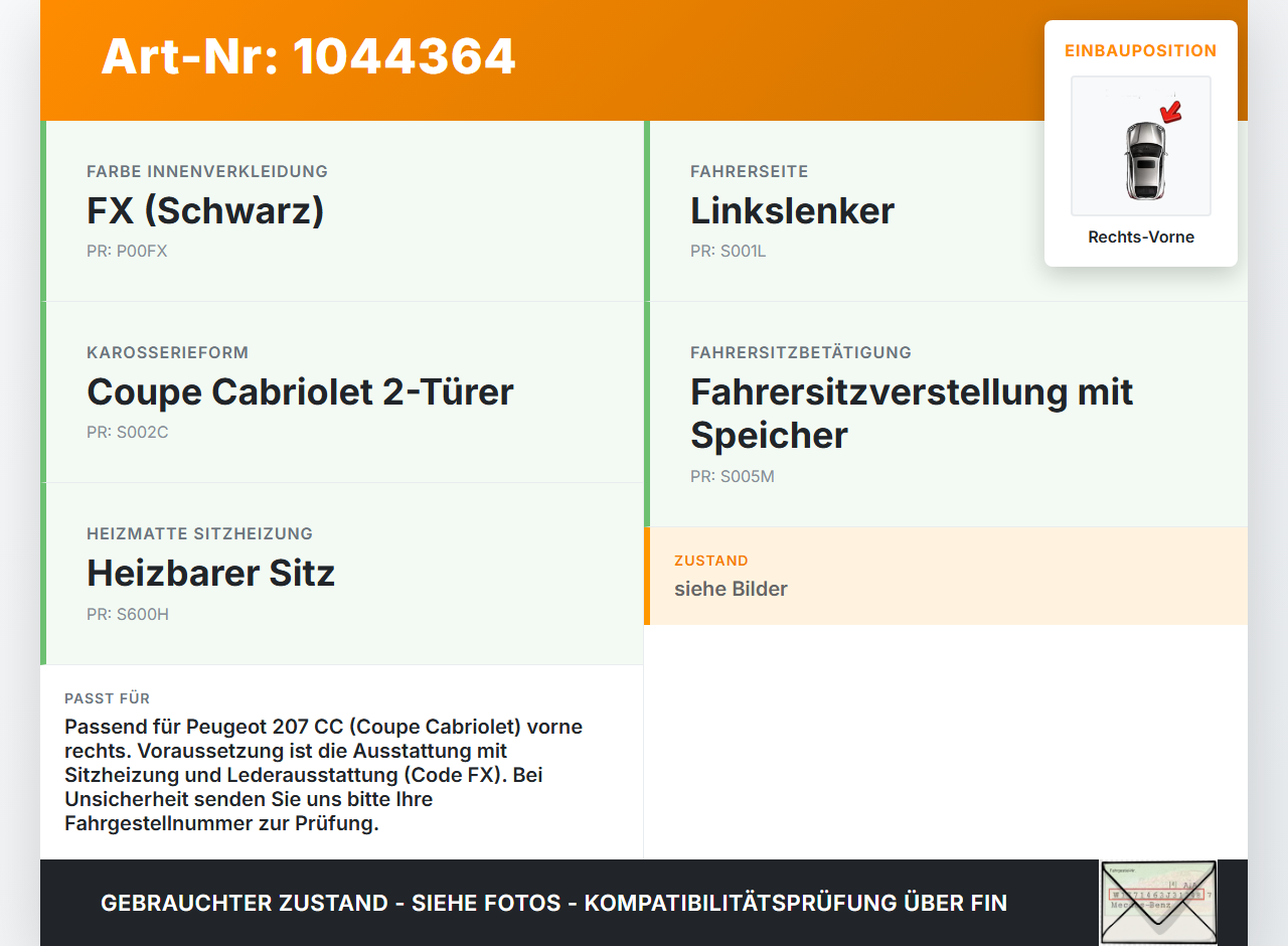 Peugeot 207 CC 07-09 Sitzheizung Schalter Regler Rechts Vorne Peugeot 207 CC 07-09 30.09.2008 96619006XT 32419806... Vorschau 3
