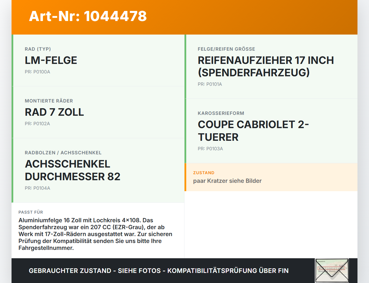 Peugeot 207 CC 07-09 1 x Felge Aluminiumfelge 16 Zoll 4X108 Peugeot 207 CC 07-09 30.09.2008 9686100080 gebraucht Vorschau 3