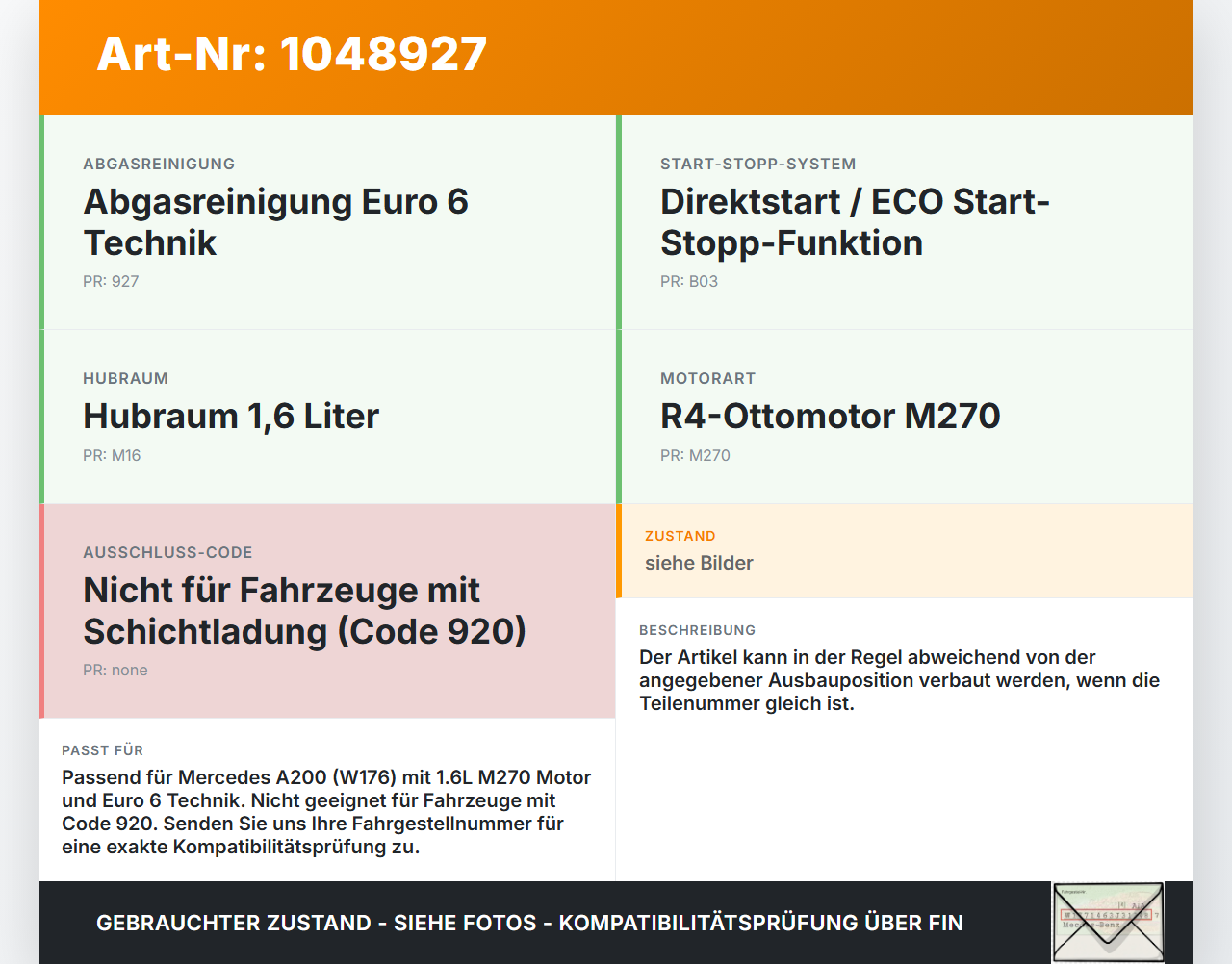 Mercedes W176 A200 12-15 1,6 115KW Ansaugrohr Ladeluftschlauch Luftschlauch Pos.1 Mercedes W176 A200 12-15... Vorschau 3
