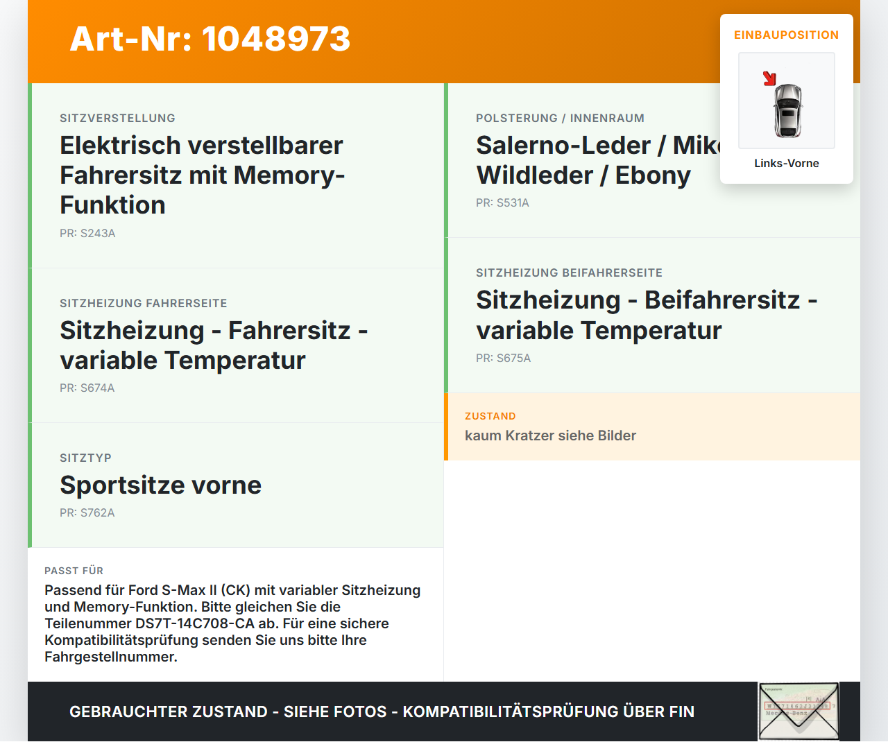 Ford S-Max II CK 15-19 Steuergerät SG ECU für Sitzheizung Links Vorne Ford S-Max II CK 15-19 19.12.2015... Vorschau 3