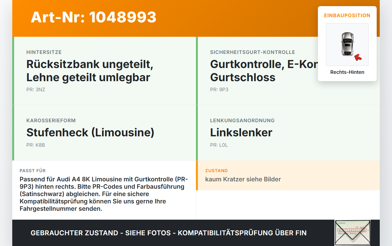 Audi A4 8K 07-11 Lim Gurtschloss Rechts Hinten Audi A4 8K 07-11 08.06.2009 8K0857740AC 8K0857740AC01C gebraucht Vorschau 3