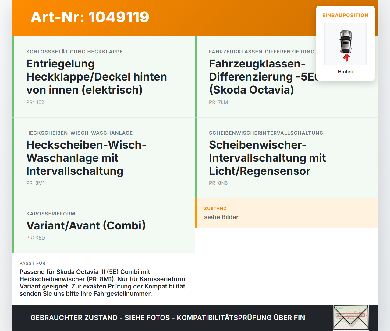 Skoda Octavia III 5E 12-17 Kombi Wischermotor Hinten Heckwischermotor Skoda Octavia III 5E 12-17 04.12.2018... Vorschau 3