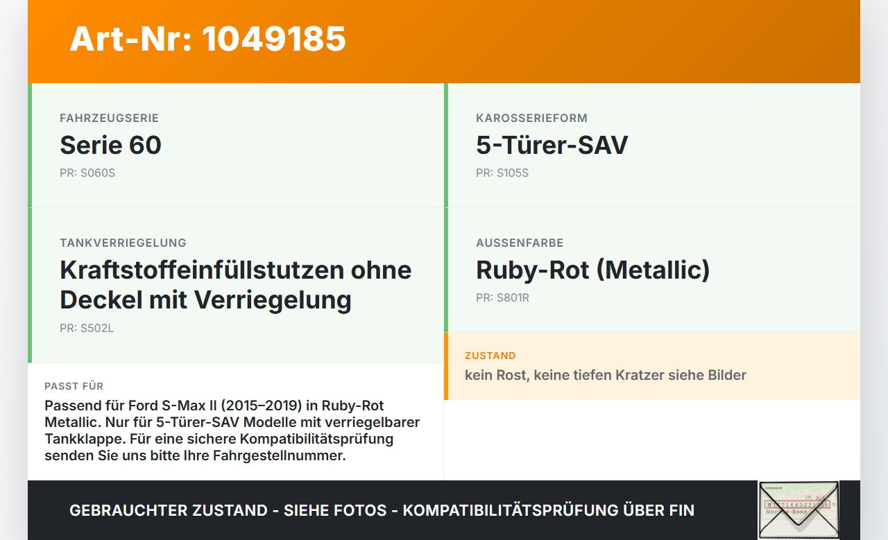 Ford S-Max II CK 15-19 Tankdeckel Tankklappe KF Ford S-Max II CK 15-19 19.12.2015 EM2B-R405C46-BA EM2B-R405C46-AA... Vorschau 3
