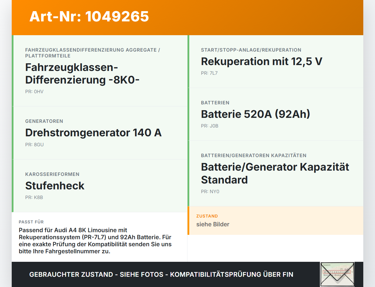 Audi A4 8K 07-11 Lim Sicherung Überlastschutz f. Batterie Minus Klemme Audi A4 8K 07-11 08.06.2009 4F0915519 gebraucht Vorschau 3