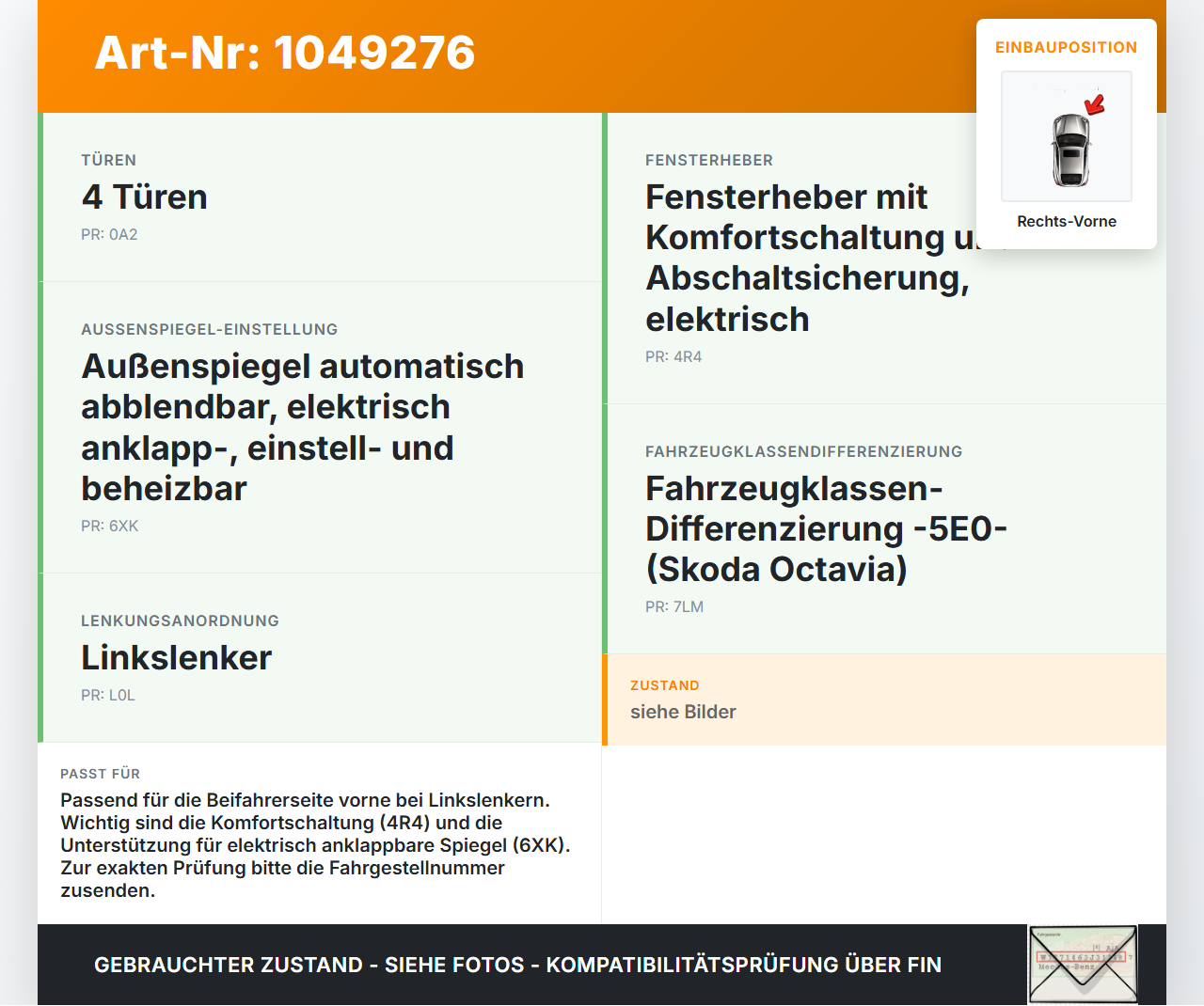 Skoda Octavia III 5E 12-17 Kombi Fensterhebermotor Rechts Vorne Skoda Octavia III 5E 12-17 04.12.2018 5Q0959812E... Vorschau 3