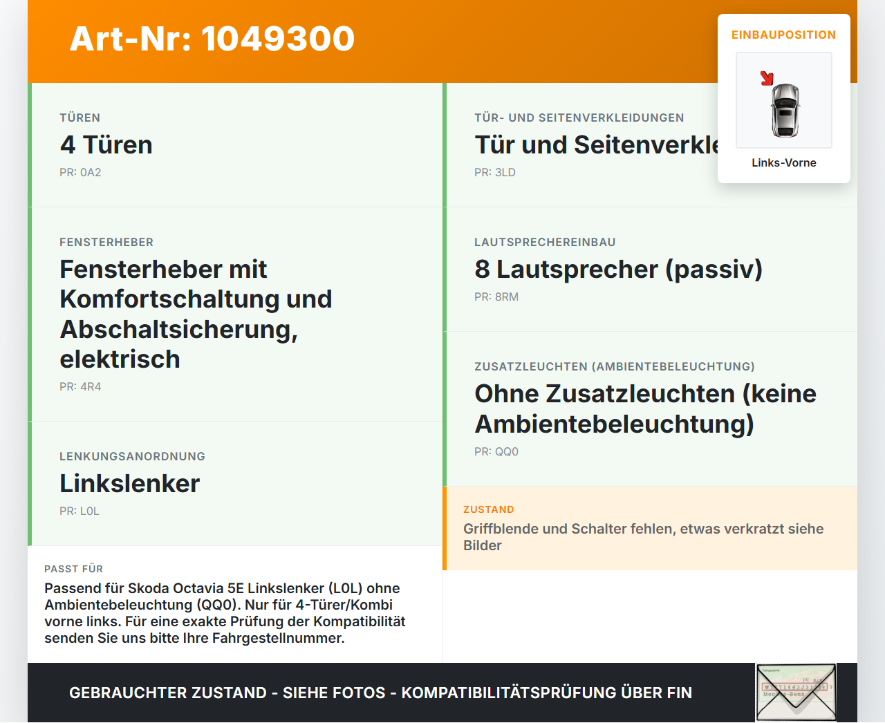 Skoda Octavia III 5E 12-17 Kombi Türverkleidung Türpappe Links Vorne Skoda Octavia III 5E 12-17 04.12.2018... Vorschau 3