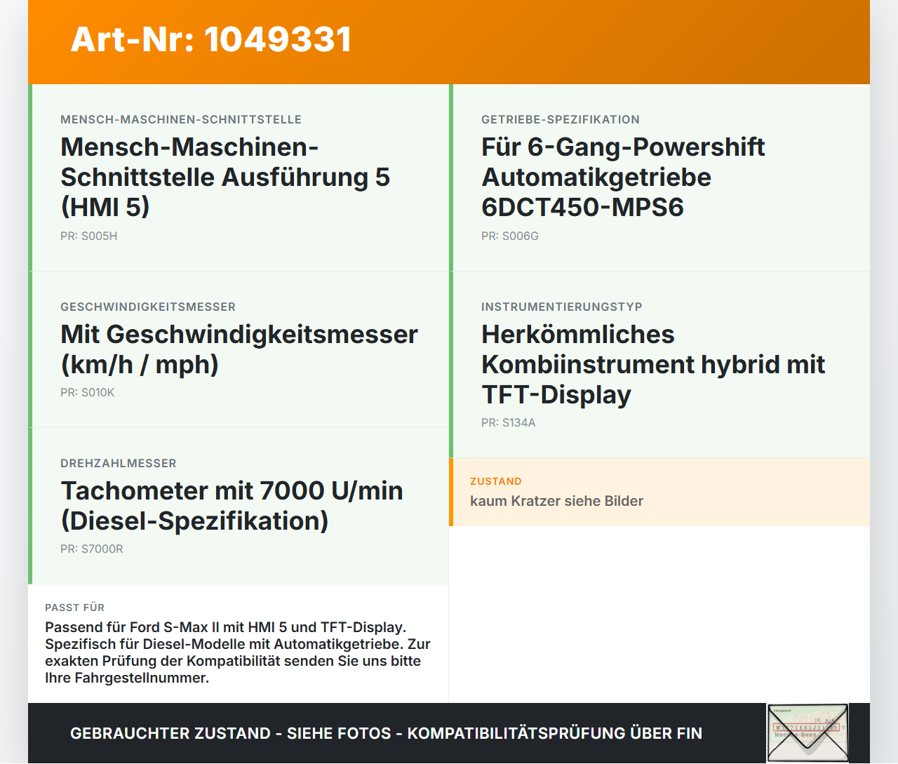 Ford S-Max II CK 15-19 TDCi 2,0 132KW Kombiinstrument Tacho Ford S-Max II CK 15-19 19.12.2015 GM2T-10849-ALG... Vorschau 3