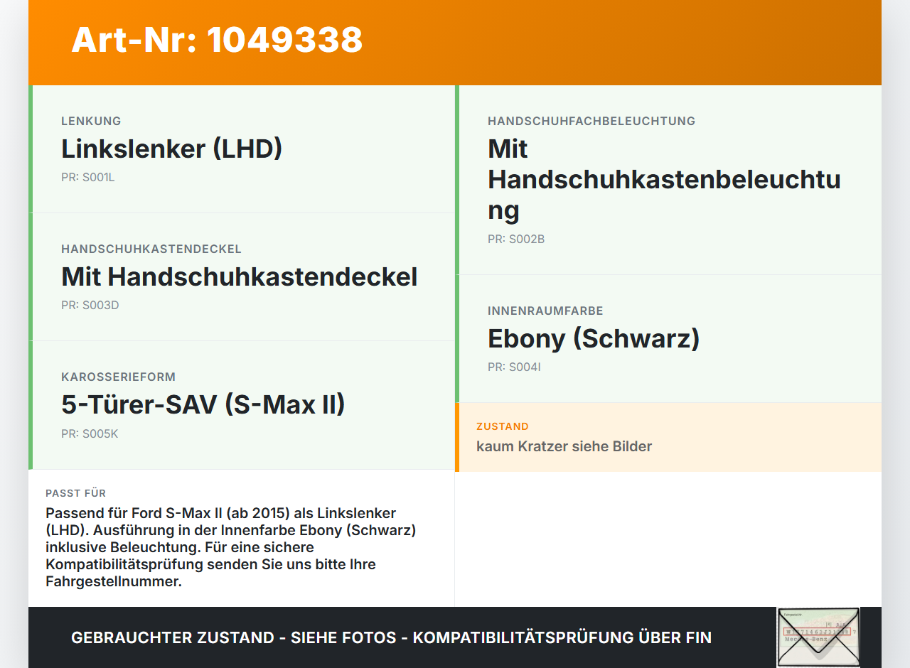 Ford S-Max II CK 15-19 Handschuhfach Handschuhkasten Ford S-Max II CK 15-19 19.12.2015 EM2B-R06010-AAA3ZHE... Vorschau 3