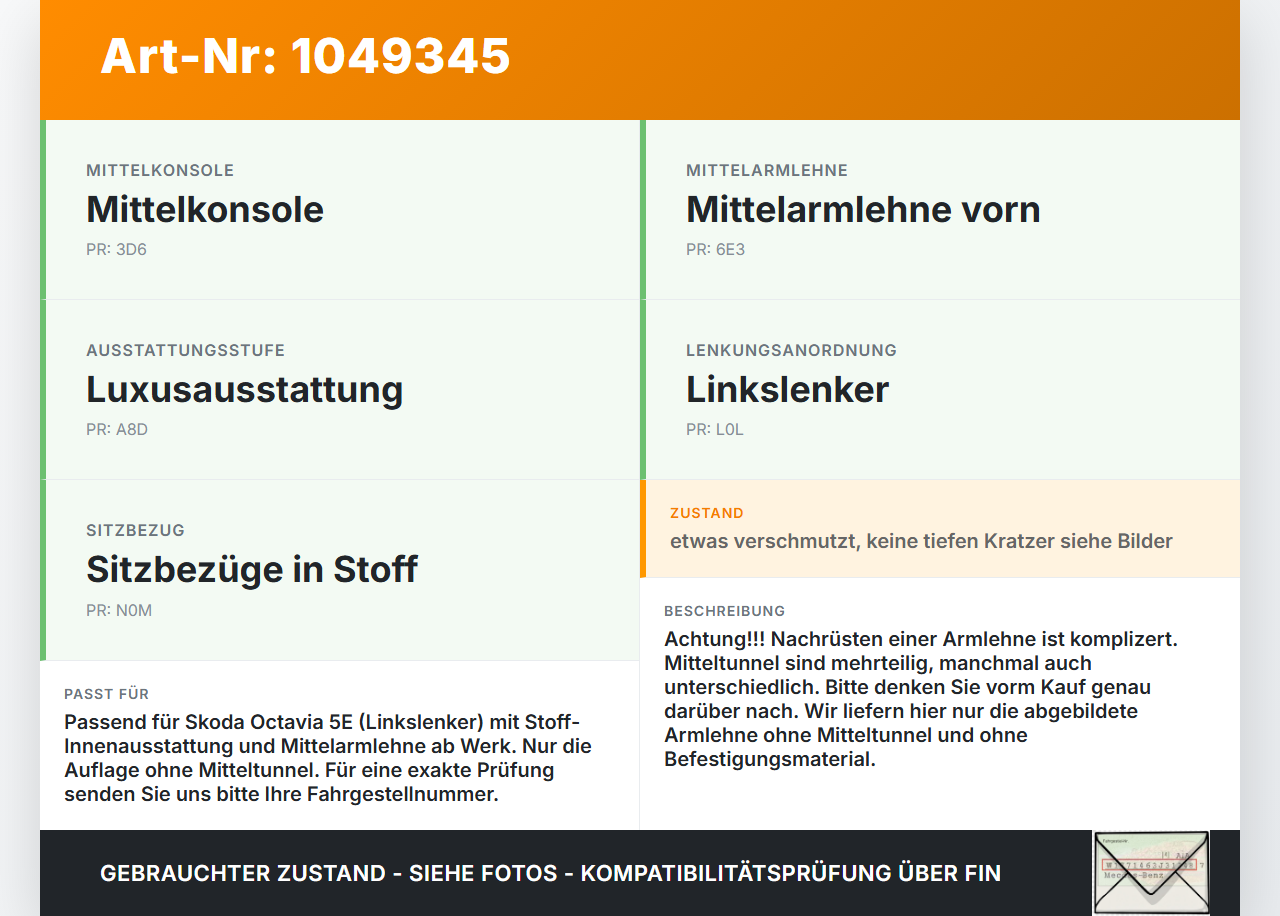Skoda Octavia III 5E 12-17 Armlehne Mittelarmlehne Auflage Skoda Octavia III 5E 12-17 04.12.2018 5E0864207E 5813814... Vorschau 3