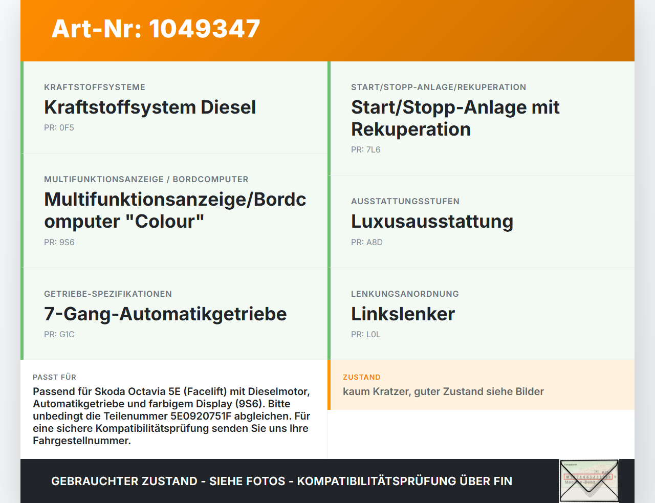 Skoda Octavia III 5E 12-17 TDI 2,0 110KW Kombiinstrument Tacho Skoda Octavia III 5E 12-17 04.12.2018 5E0920751F... Vorschau 3