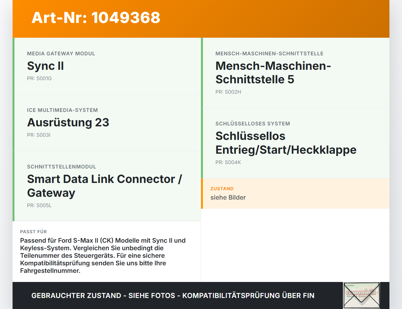 Ford S-Max II CK 15-19 Steuergerät ECU Modul SG Smart DAT LNK CONN Ford S-Max II CK 15-19 19.12.2015 FR3T-14F642-AD... Vorschau 3