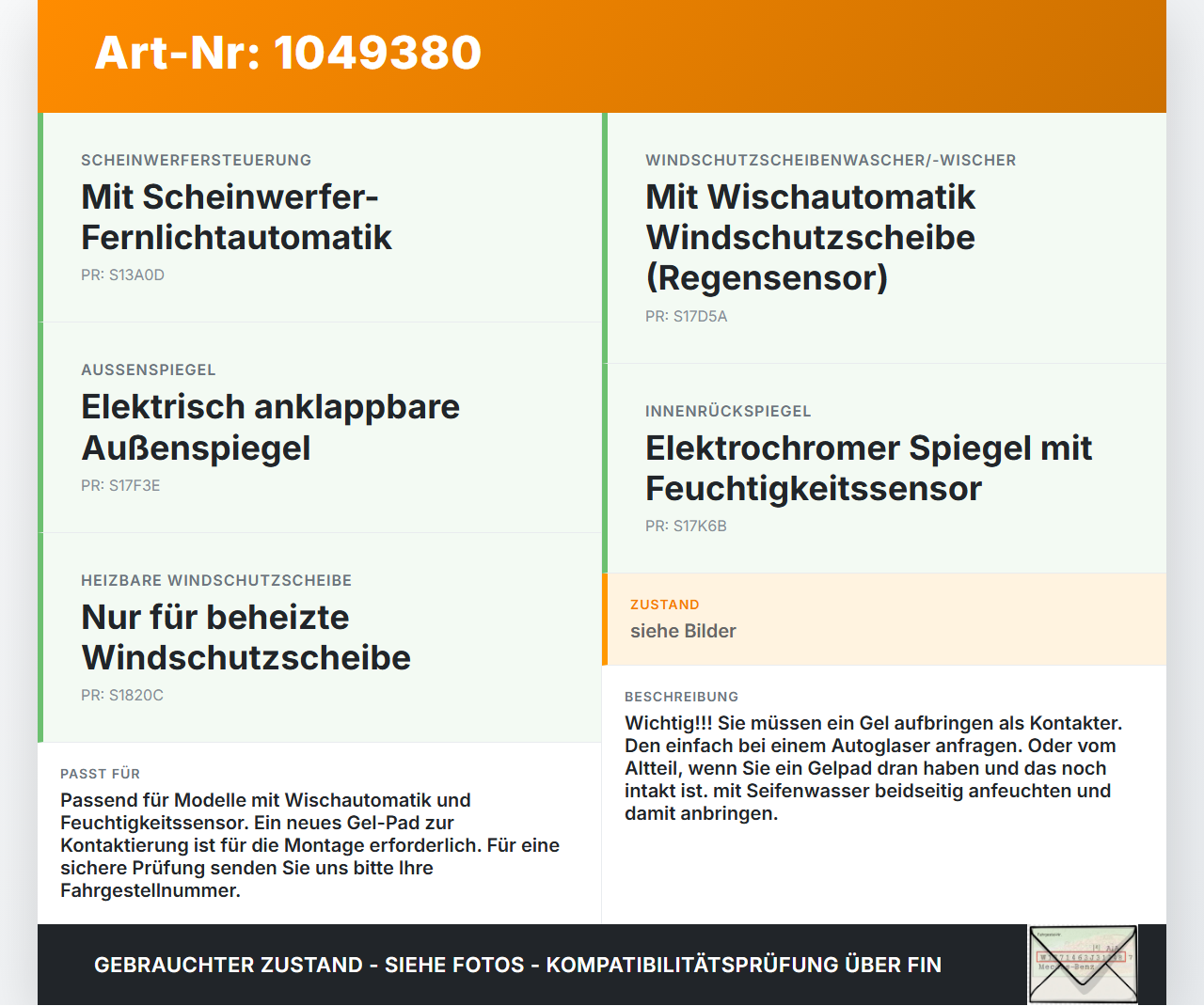 Ford S-Max II CK 15-19 Regensensor Ford S-Max II CK 15-19 19.12.2015 LU5T-17D547-AA gebraucht Vorschau 3