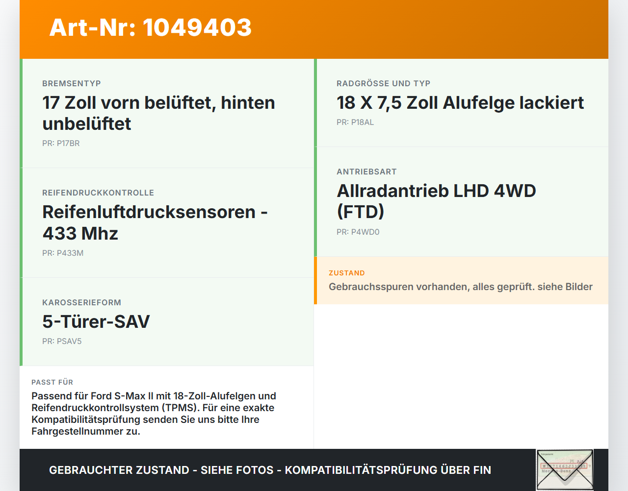 Ford S-Max II CK 15-19 Satz Radmuttern Muttern Radbolzen Ford S-Max II CK 15-19 19.12.2015 ACPA-1012-J2A gebraucht Vorschau 3