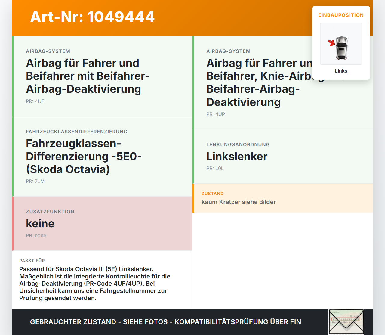 Skoda Octavia III 5E 12-17 Warnblinkschalter Schalter Skoda Octavia III 5E 12-17 04.12.2018 5E0953507E 1012136501S... Vorschau 3