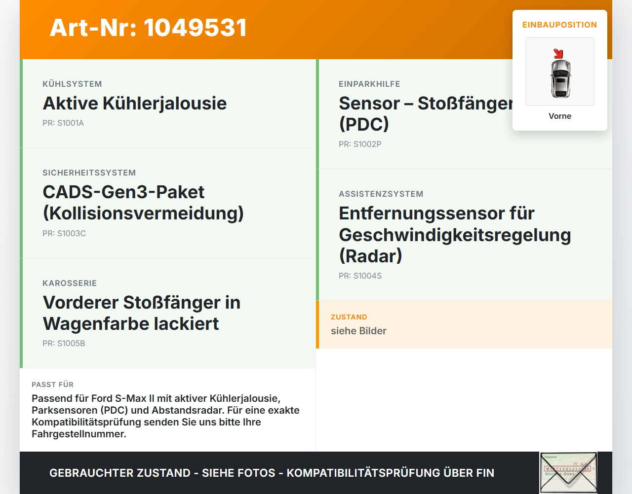 Ford S-Max II CK 15-19 Träger Pralldämpfer für Stoßstange Vorne Ford S-Max II CK 15-19 19.12.2015 EM2B-17E898-AD... Vorschau 3