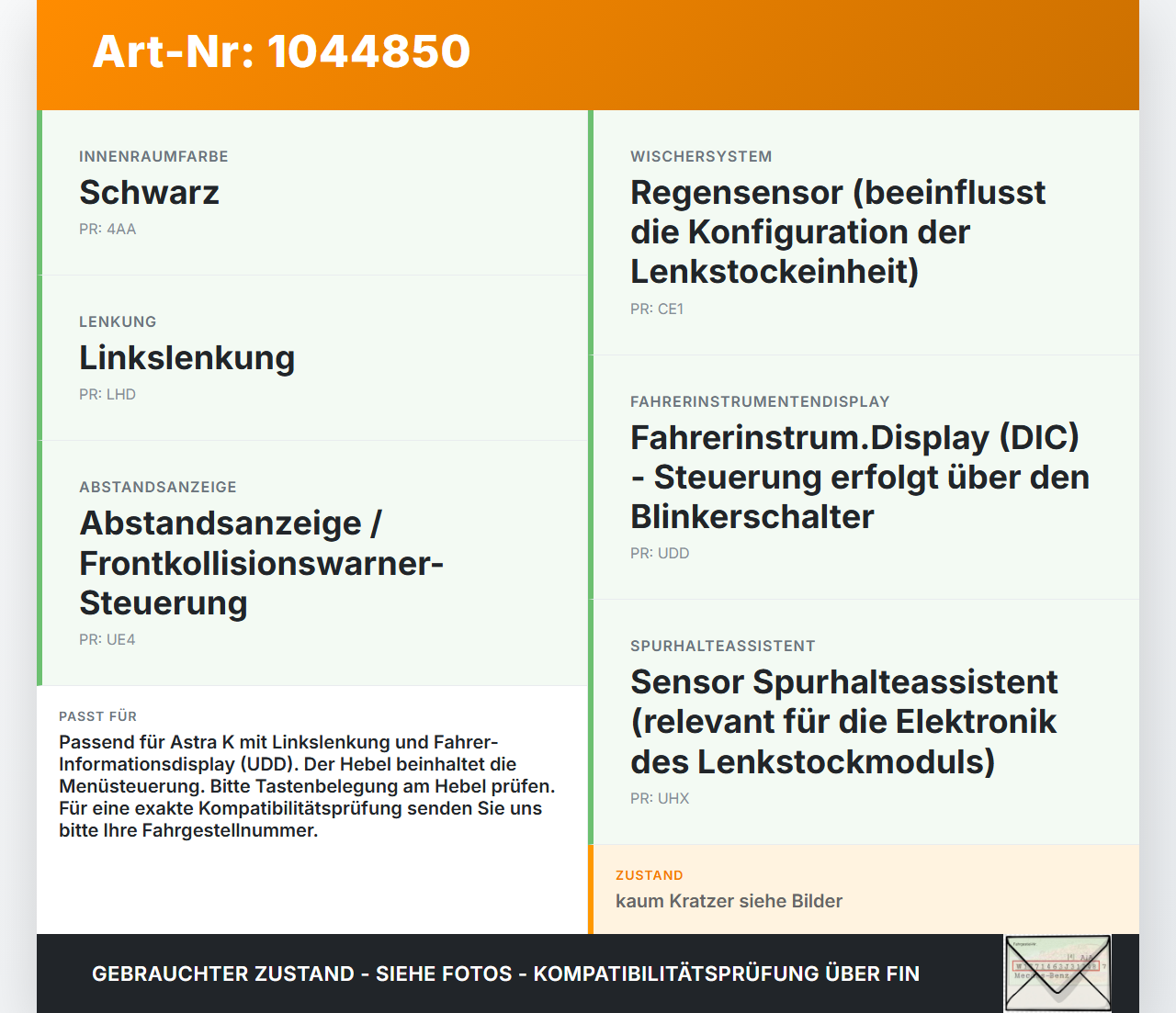 Opel Astra K B16 15-19 Blinkerschalter Lenkstockschalter Blinker Opel Astra K B16 15-19 07.06.2017 gebraucht Vorschau 3