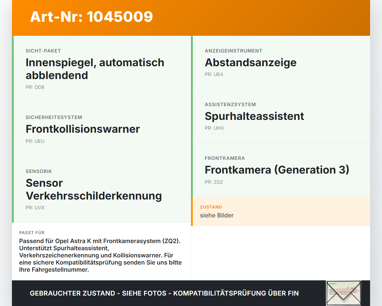 Opel Astra K B16 15-19 CDTI 1,6 81KW Kamera Frontkamera Sensor Spurassistent Opel Astra K B16 15-19 07.06.2017... Vorschau 3