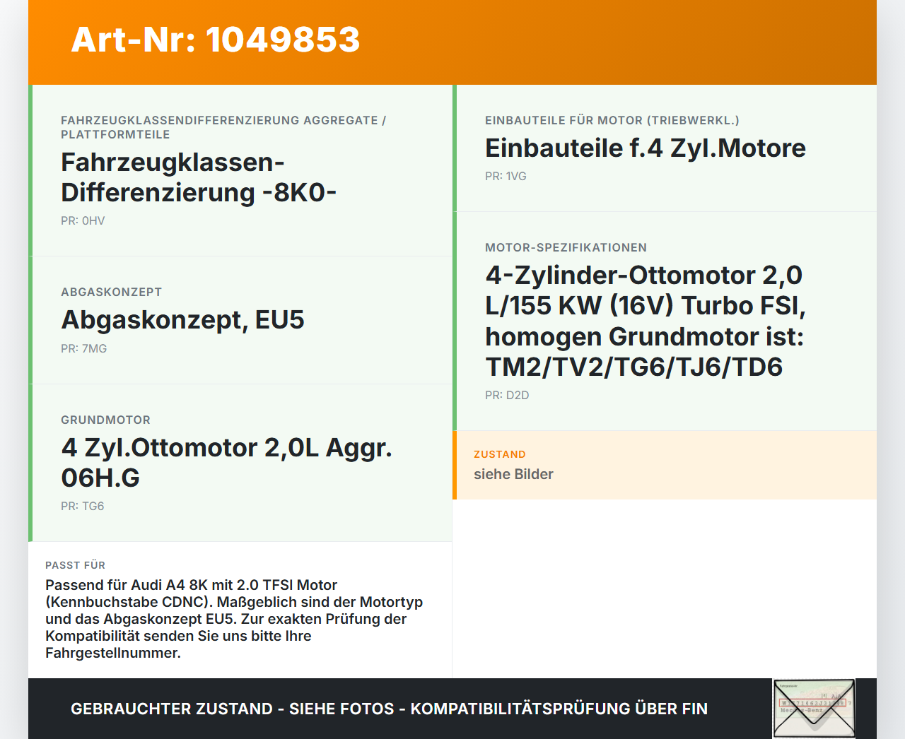 Audi A4 8K 07-11 2,0 155KW CDNC Motorölabscheider Motoren Ölabscheider Audi A4 8K 07-11 08.06.2009 06H103464L gebraucht Vorschau 3