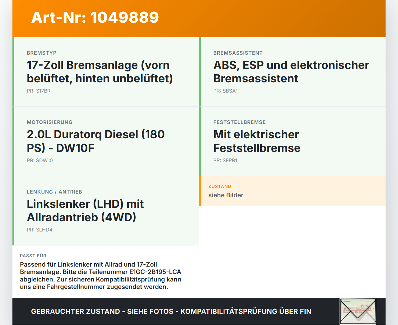 Ford S-Max II CK 15-19 TDCi 2,0 132KW Bremskraftverstärker Ford S-Max II CK 15-19 19.12.2015 E1GC-2002-BE... Vorschau 3