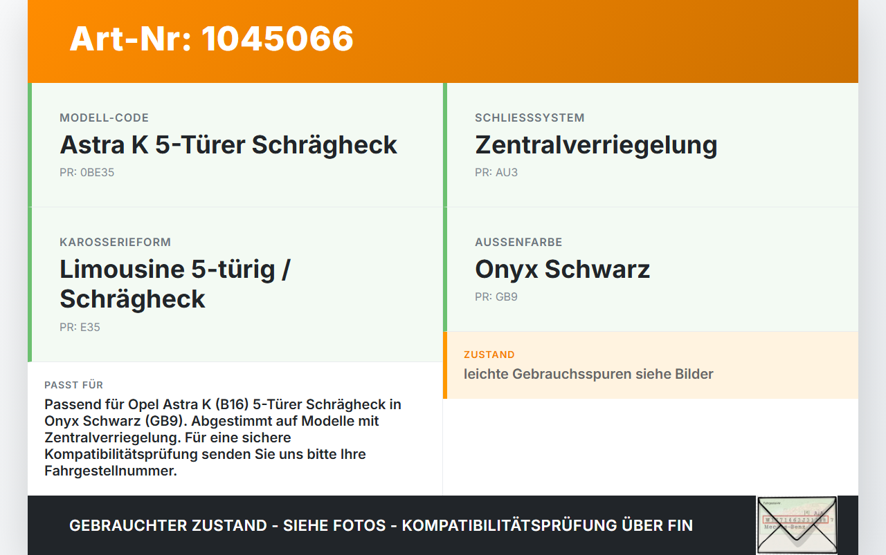 Opel Astra K B16 15-19 Scharnier Arm für Tankdeckel Tankklappe GB9 Opel Astra K B16 15-19 07.06.2017 13407895 gebraucht Vorschau 3