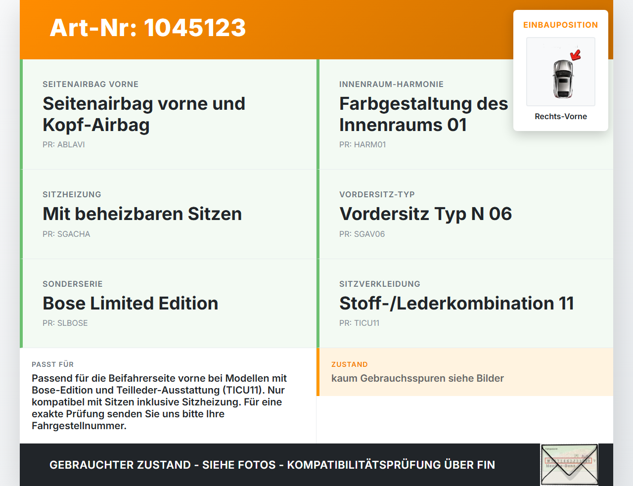 Renault Scenic III JZ 09-12 Sitzbezug Sitzpolster für Beifahrersitz Rechts Vorne beheizt Renault Scenic III JZ... Vorschau 3