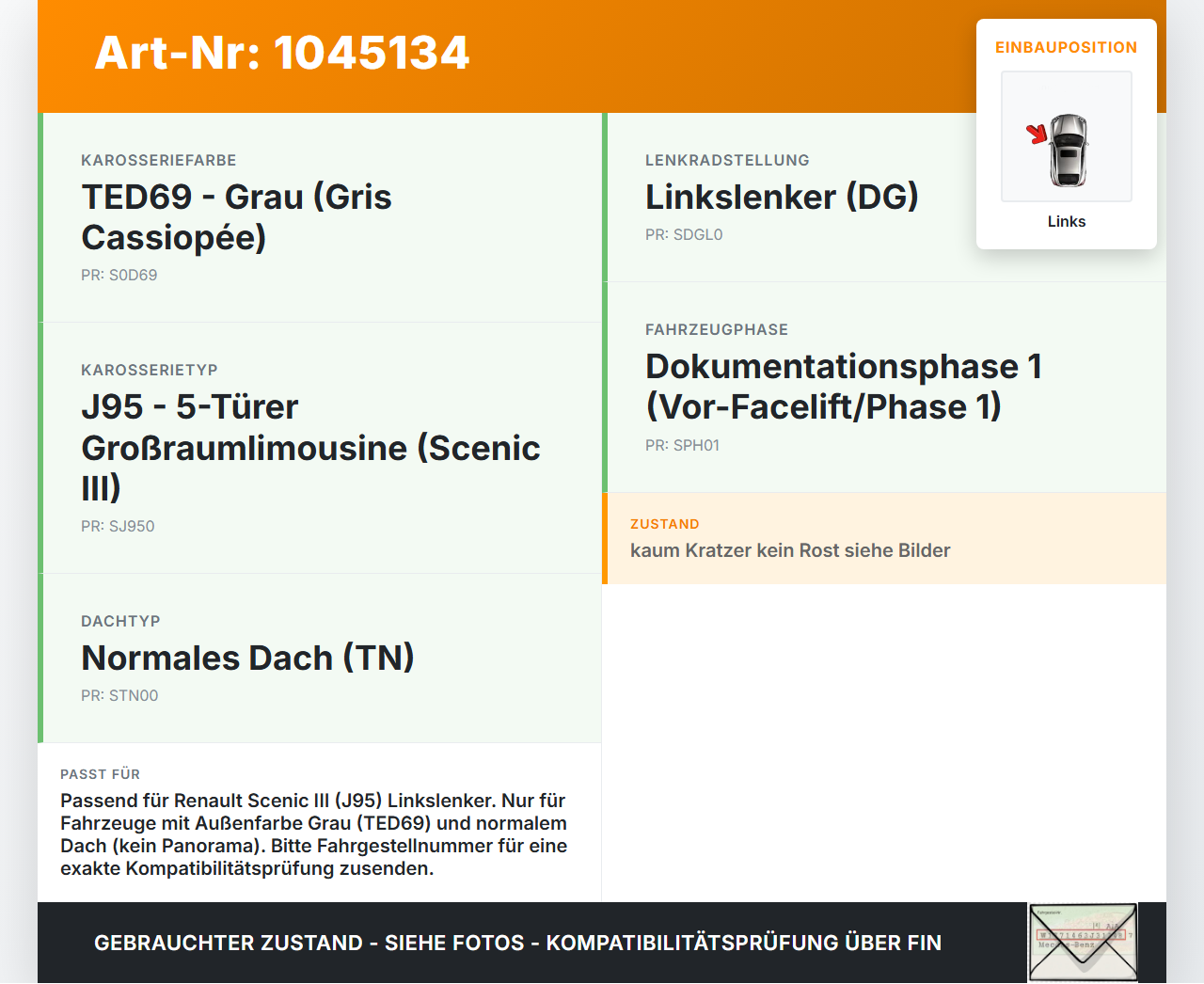 Renault Scenic III JZ 09-12 Verkleidung für A-Säule Links aussen TED69 Renault Scenic III JZ 09-12 30.08.2011 gebraucht Vorschau 3