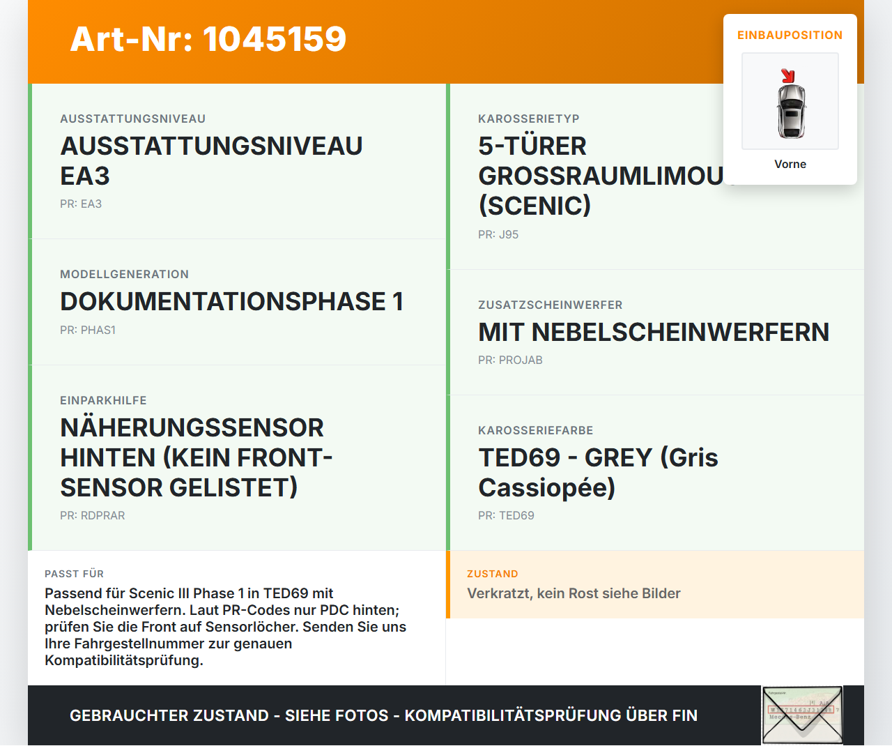 Renault Scenic III JZ 09-12 Stoßstange Stoßfänger Frontschürze Vorne TED69 Renault Scenic III JZ 09-12 30.08.2011... Vorschau 3