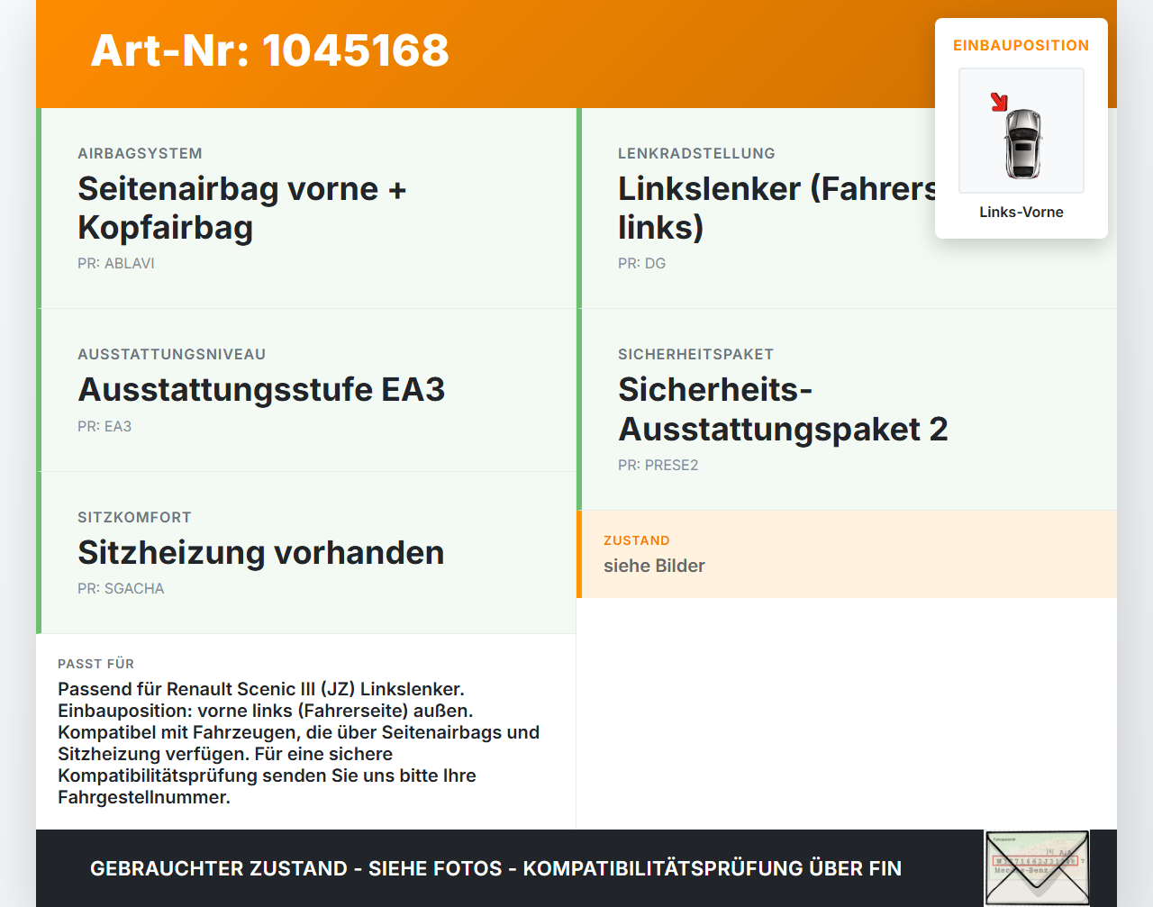 Renault Scenic III JZ 09-12 Gurtstraffer Fahrer Links Vorne Aussen Renault Scenic III JZ 09-12 30.08.2011 1173120... Vorschau 3