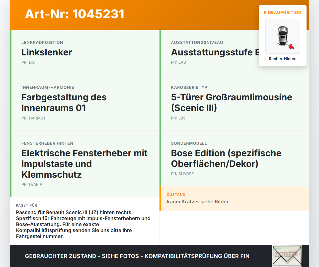 Renault Scenic III JZ 09-12 Blende Innen Einbaurahmen für Fensterheberschalter Rechts Hinten Renault Scenic III JZ... Vorschau 3
