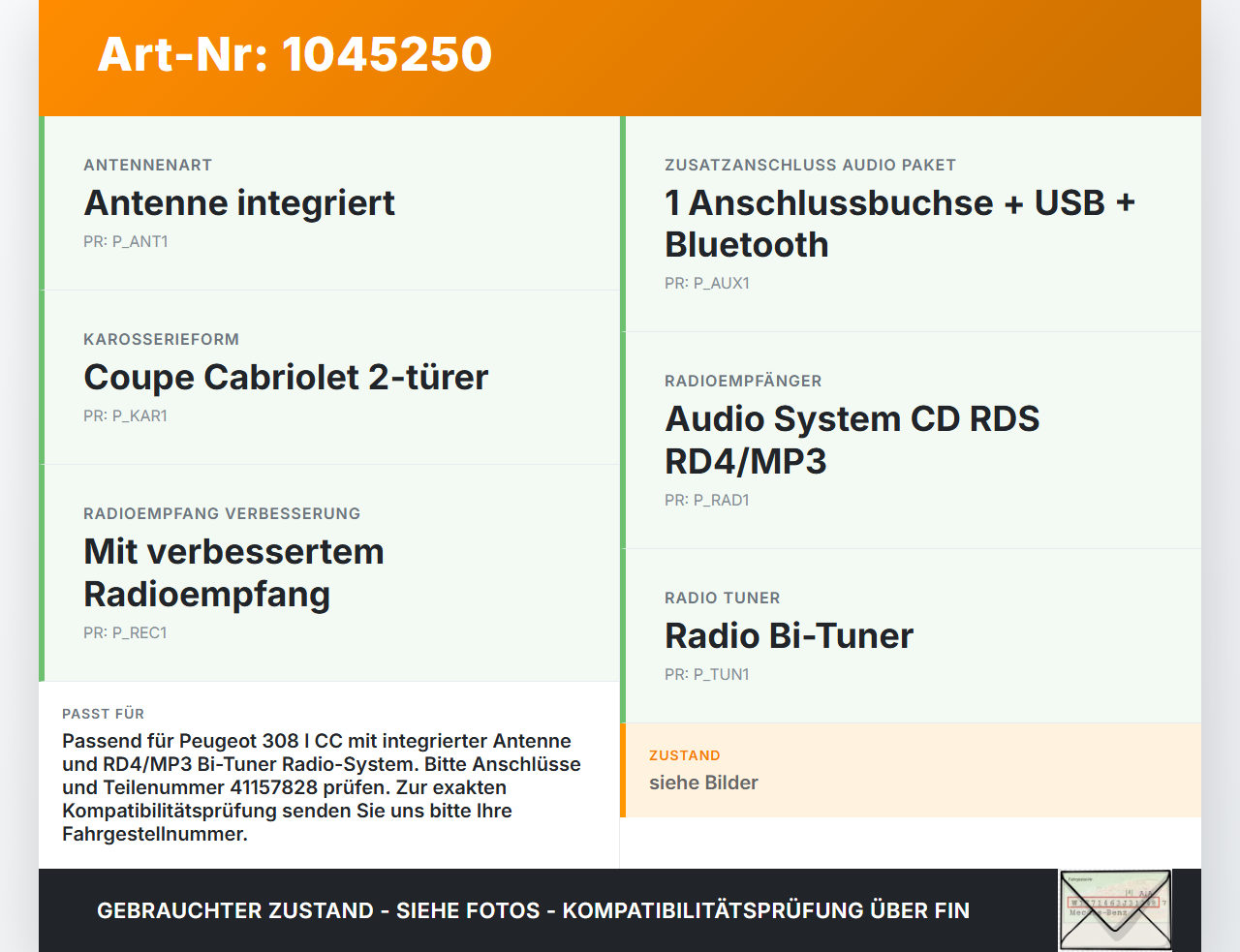 Peugeot 308 I CC 11-15 Antennenverstärker Weiche Antenne Peugeot 308 I CC 11-15 20.04.2012 9664384680-01 41157828... Vorschau 3