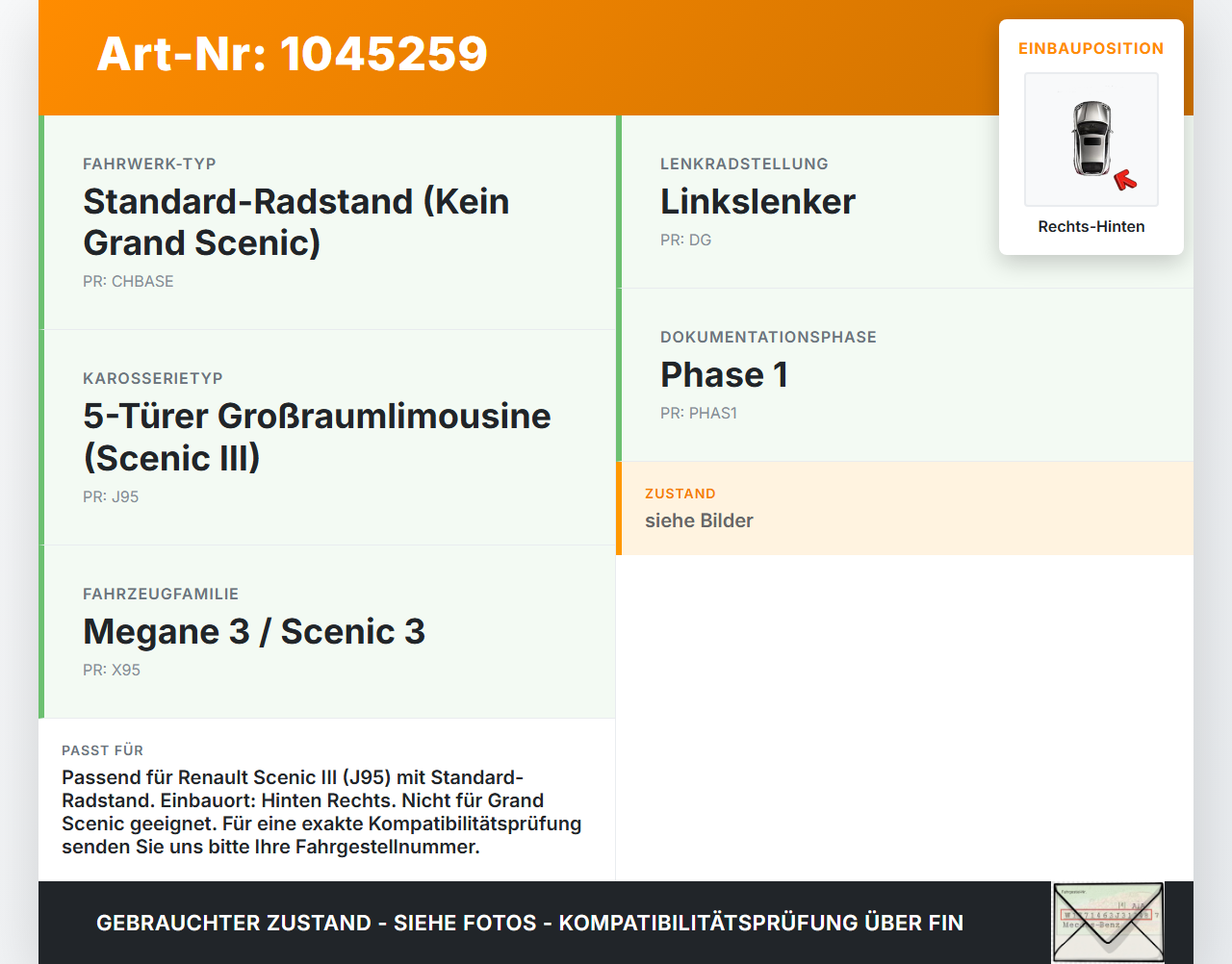 Renault Scenic III JZ 09-12 Türfangband Türbremse Türanschlag Rechts Hinten Renault Scenic III JZ 09-12 30.08.2011... Vorschau 3