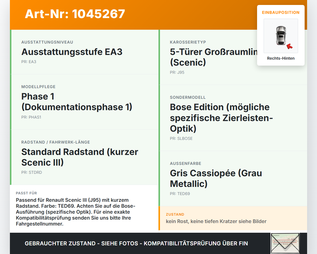 Renault Scenic III JZ 09-12 Türleiste Rechts Hinten Aussen Beplankung TED69 Renault Scenic III JZ 09-12 30.08.2011... Vorschau 3