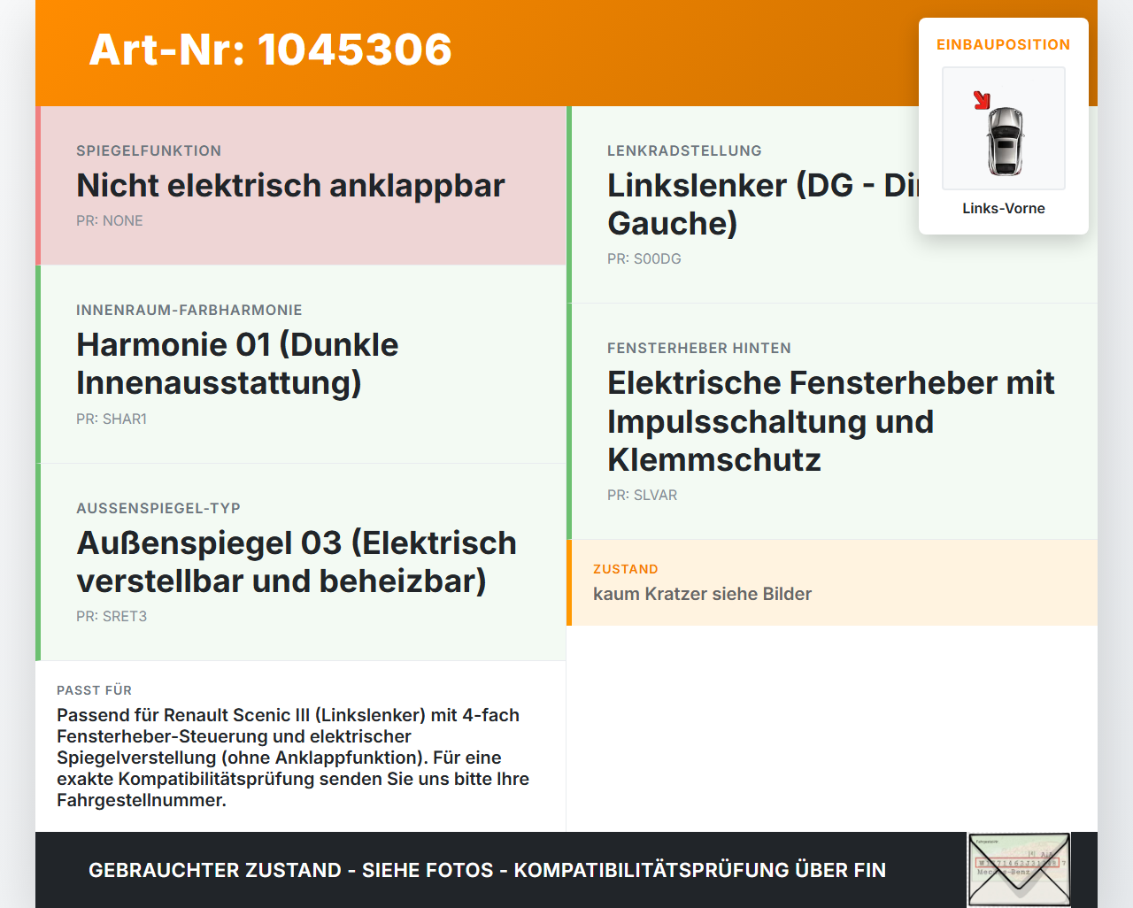 Renault Scenic III JZ 09-12 Fensterheberschalter Schalter Links Vorne Spiegelverstellung Renault Scenic III JZ... Vorschau 3