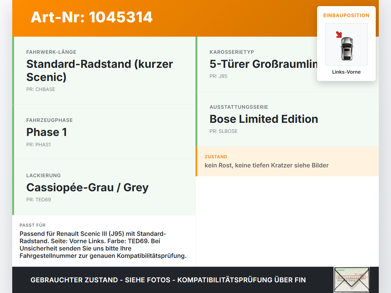Renault Scenic III JZ 09-12 Türleiste Beplankung Links Vorne Aussen TED69 Renault Scenic III JZ 09-12 30.08.2011... Vorschau 3