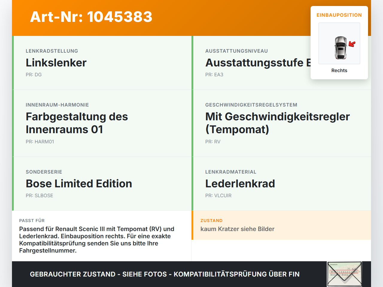 Renault Scenic III JZ 09-12 Lenkradschalter Multifunktionstasten Schalter für Lenkrad Rechts Renault Scenic III JZ... Vorschau 3
